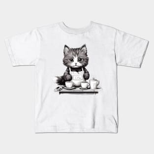 Cat Cafe Cute Barista Kids T-Shirt